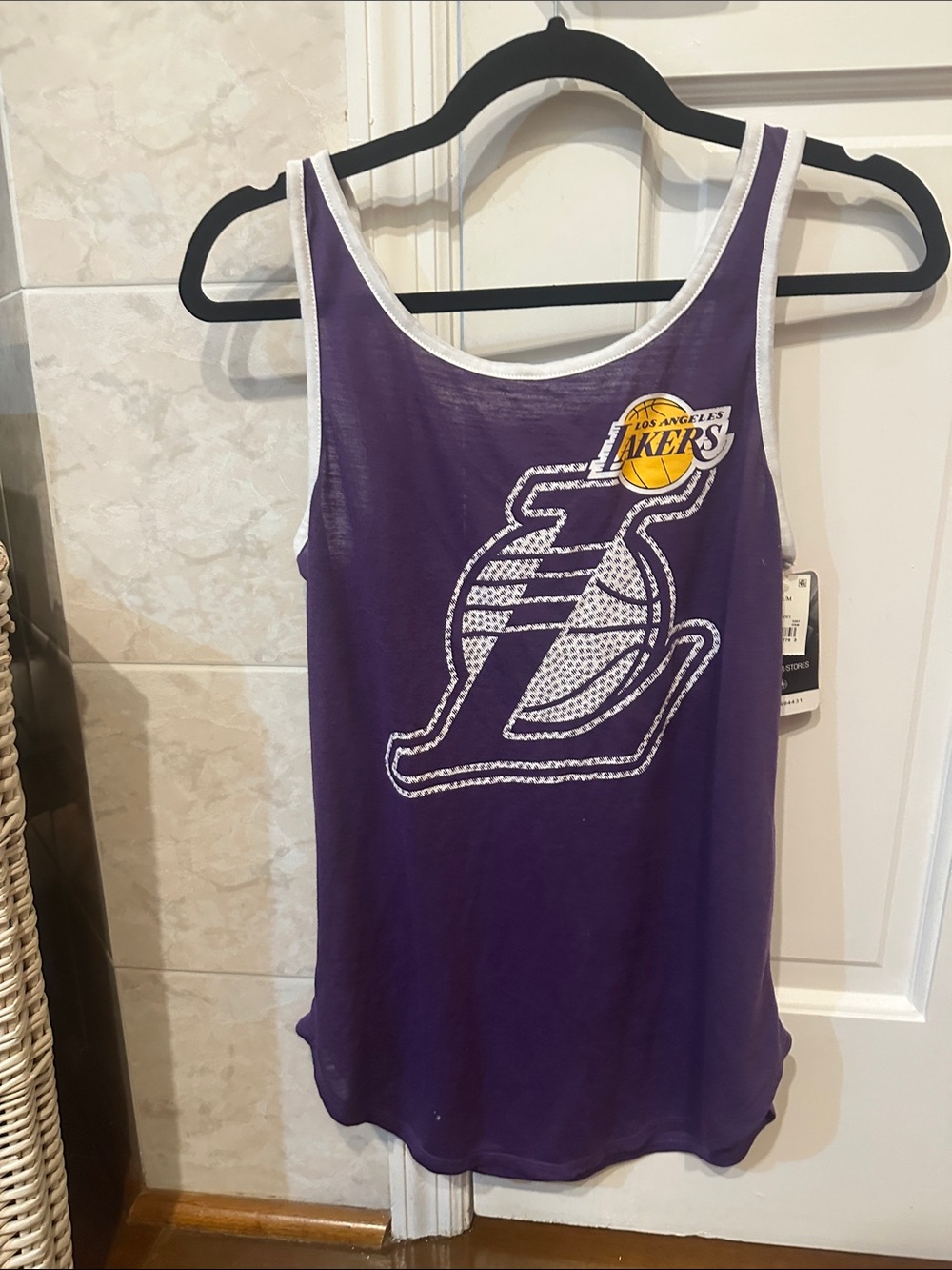 LAKERS 💜💛 NBA Purple Tank Top with White Trim and crisscross back